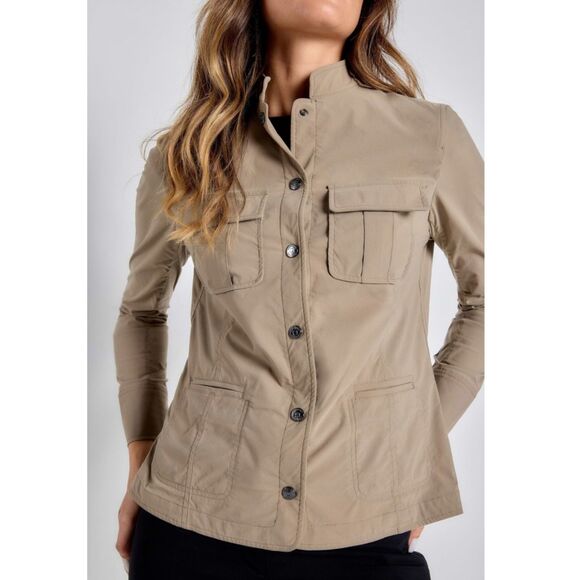 Anatomie Genova Jacket in Khaki Snap Buttons Slim Fit Size Large - Picture 1 of 7